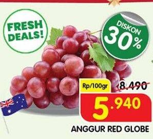 Promo Harga Anggur Red Globe per 100 gr - Superindo