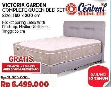 Promo Harga Central Spring Bed Victoria Garden Bed Set 160x200cm  - COURTS