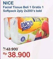 Promo Harga NICE Facial Tissue Softpack Banded per 2 pouch 200 pcs - Indomaret
