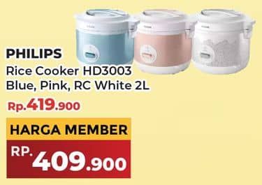 Promo Harga Philips HD3003/30 Rice Cooker 1.8L  - Yogya