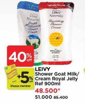 Promo Harga Leivy shower goat milk/ cream royal jelly ref 900ml  - Watsons