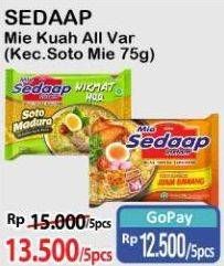 Promo Harga Sedaap Mie Kuah Kecuali Soto per 5 pcs 75 gr - Alfamart