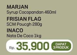 Promo Harga Marjan Syrup/Frisian Flag SUsu Kental Manis/Inaco Nata De Coco  - LotteMart