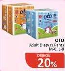 Promo Harga OTO Adult Diapers Pants L8, M8 8 pcs - Alfamidi