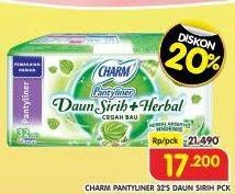 Promo Harga Charm Pantyliner Daun Sirih + Herbal 32 pcs - Superindo
