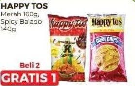 Promo Harga HAPPY TOS Tortilla Chips Merah, Hot Chili 140 gr - Alfamart