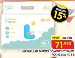 Promo Harga Makuku Comfort Fit Diapers Pants L40, M42 40 pcs - Superindo