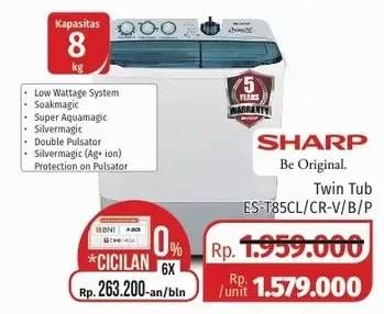 Promo Harga SHARP Washing Machine Twin Tub ES T85CL CR-V, B, P  - Lotte Grosir