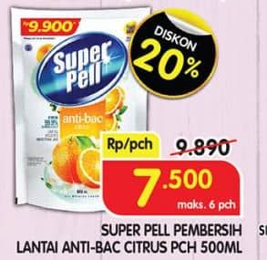 Promo Harga Super Pell Pembersih Lantai Anti Bac Citrus 500 ml - Superindo