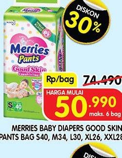 Promo Harga Merries Pants Good Skin L30, M34, S40, XXL28, XL26 26 pcs - Superindo