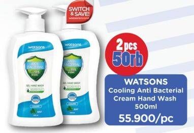 Promo Harga WATSONS Anti Bacterial Cream Hand Wash Cooling Mint 500 ml - Watsons