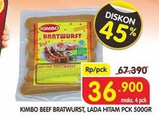 Promo Harga KIMBO Bratwurst Original, Lada Hitam 500 gr - Superindo