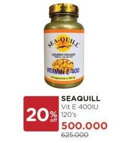 Promo Harga SEA QUILL Vitamin E 400 IU 120 pcs - Watsons
