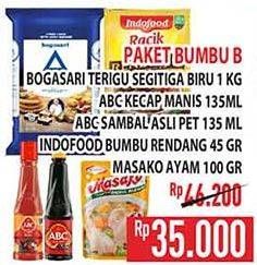 BOGASARI Tepung Segitiga Biru + ABC Kecap Manis + ABC Sambal Asli + INDOFOOD Bumbu Rendang + MASAKO Ayam