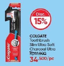 Promo Harga Colgate Toothbrush Slim Ultra Soft Charcoal Ultra 1 pcs - Guardian