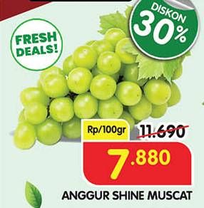 Promo Harga Anggur Shine Muscat 100 gr - Superindo