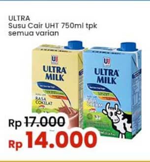 Promo Harga Ultra Milk Susu UHT All Variants 750 ml - Indomaret