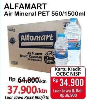 Promo Harga Alfamart Air Mineral Pet 550/1500ml Karton  - Alfamart