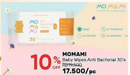 Promo Harga MOMAMI Baby Wipes Anti Bacterial 30 pcs - Guardian