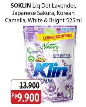 Promo Harga So Klin Liquid Detergent Provence Lavender, Japanese Sakura Strawberry, Korean Camelia, White Bright 525 ml - Alfamidi