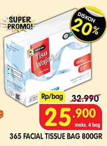 Promo Harga 365 Facial Tissue 800 gr - Superindo