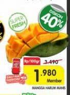 Mangga Harum Manis per 100 gr Diskon 43%, Harga Promo Rp1.980, Harga Normal Rp3.490, Khusus Member