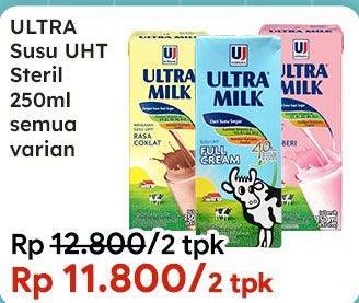 Promo Harga Ultra Milk Susu UHT All Variants 250 ml - Indomaret