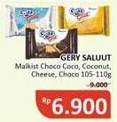 Promo Harga Gery Malkist Saluut Chocolate Coconut, Saluut Coconut, Saluut Sweet Cheese, Saluut Chocolate 105 gr - Alfamidi