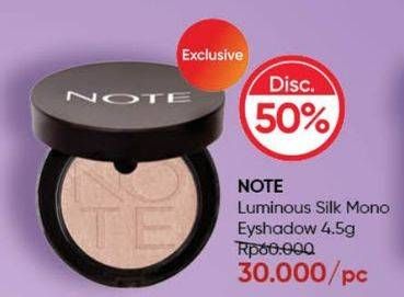 Promo Harga Note Luminous Silk Mono Eyeshadow 4 gr - Guardian