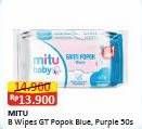 Promo Harga Mitu Baby Wipes Ganti Popok Purple Playful Fressia, Blue Charming Lily 50 pcs - Alfamart