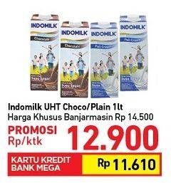 Promo Harga INDOMILK Susu UHT Full Cream Plain, Cokelat 1000 ml - Carrefour
