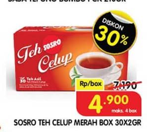 Promo Harga Sosro Teh Celup per 30 pcs 2 gr - Superindo