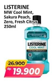 Promo Harga Listerine Mouthwash Antiseptic Cool Mint, Sakura Peach, Zero, Fresh Citrus 250 ml - Alfamart