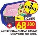 Promo Harga AICE Sundae Alpukat Strawberry per 3 box 800 ml - Superindo