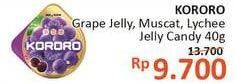 Promo Harga KORORO Candy Grape, Muscat Jelly, Lychee 40 gr - Alfamidi