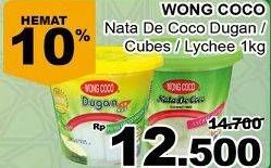 Promo Harga WONG COCO Nata De Coco Dugan Cube, Lychee 1 kg - Giant