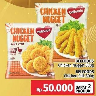 Promo Harga Belfoods Chicken Nugget + Stik  - LotteMart