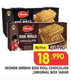 Promo Harga MONDE Serena Egg Roll Chocolate, Original 168 gr - Superindo