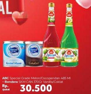 Promo Harga ABC Special Grade Cocopandan/Melon 485ml + FRISIAN FLAG Susu Kental Manis 370g  - Carrefour