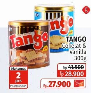 Promo Harga TANGO Wafer Chocolate, Vanilla Milk 300 gr - Lotte Grosir