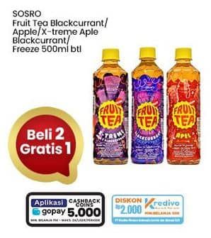 Promo Harga Sosro Fruit Tea Blackcurrant, Apple, Xtreme Apple + Blackcurrant, Freeze 500 ml - Indomaret