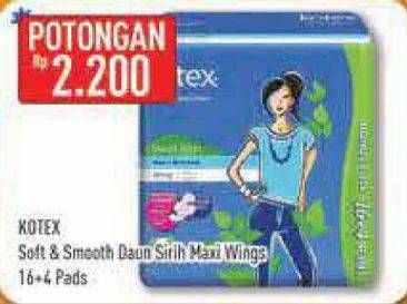 Promo Harga Kotex Soft & Smooth Maxi Wing 20 pcs - Hypermart