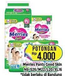 Promo Harga Merries Pants Good Skin S26, M22, L20, XL16 16 pcs - Hypermart