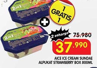 Promo Harga Aice Sundae Alpukat Strawberry 800 ml - Superindo