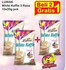 Promo Harga Luwak White Koffie per 10 sachet 20 gr - Indomaret