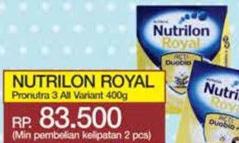 Promo Harga NUTRILON Royal 3 Susu Pertumbuhan All Variants 400 gr - Yogya
