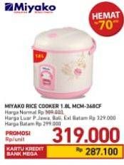 Promo Harga MIYAKO Rice Cooker 1800 ml - Carrefour