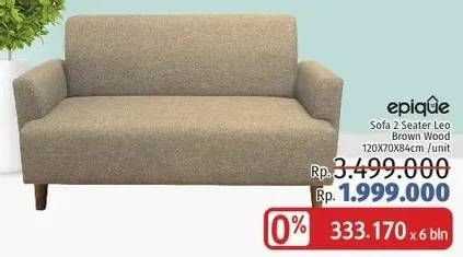 Promo Harga EPIQUE Sofa 2 Seater Leo Brown Wood  - LotteMart