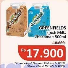 Promo Harga Greenfields Fresh Milk Full Cream, Choco Malt 500 ml - Alfamidi