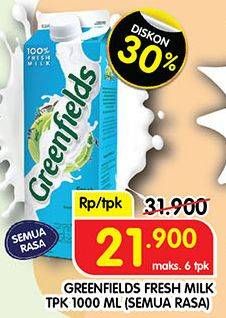 Promo Harga GREENFIELDS Fresh Milk All Variants 1000 ml - Superindo